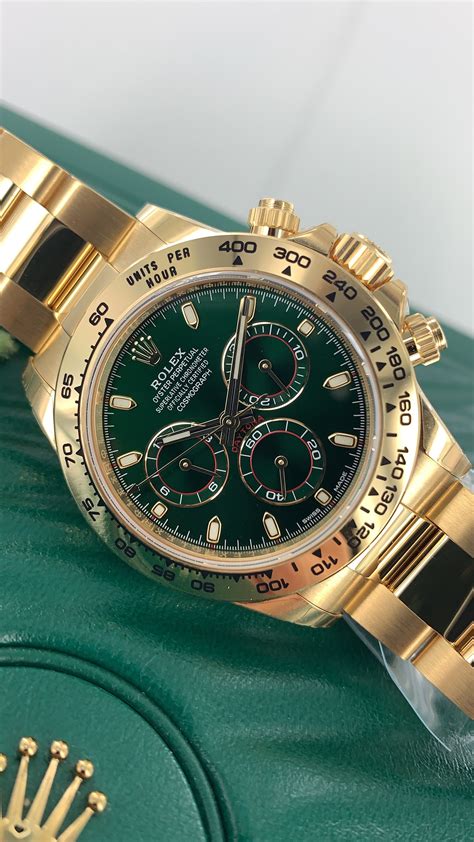 rolex daytona yellow gold green dial 116508|Rolex 116508 for sale.